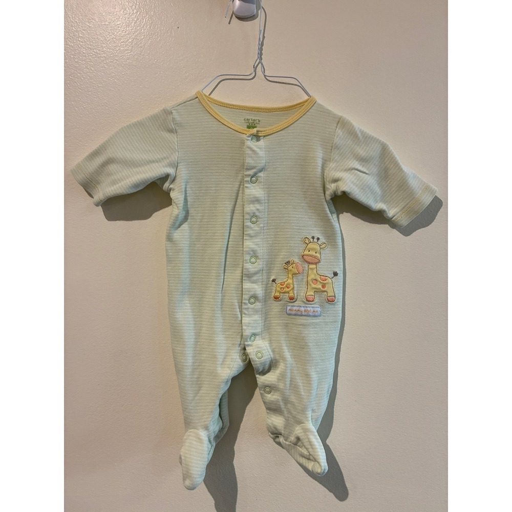 Carters Baby 3 Months Giraffe Mommy and Me Striped Footed Sleep and Play Green